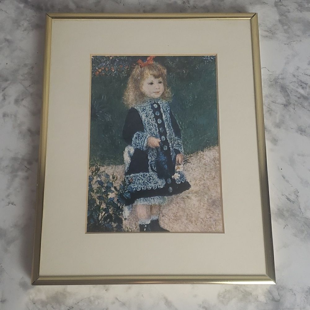 "A Girl with a Watering Can", by Pierre-Auguste Renois Framed Print